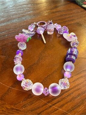Purple Beaded Keychain